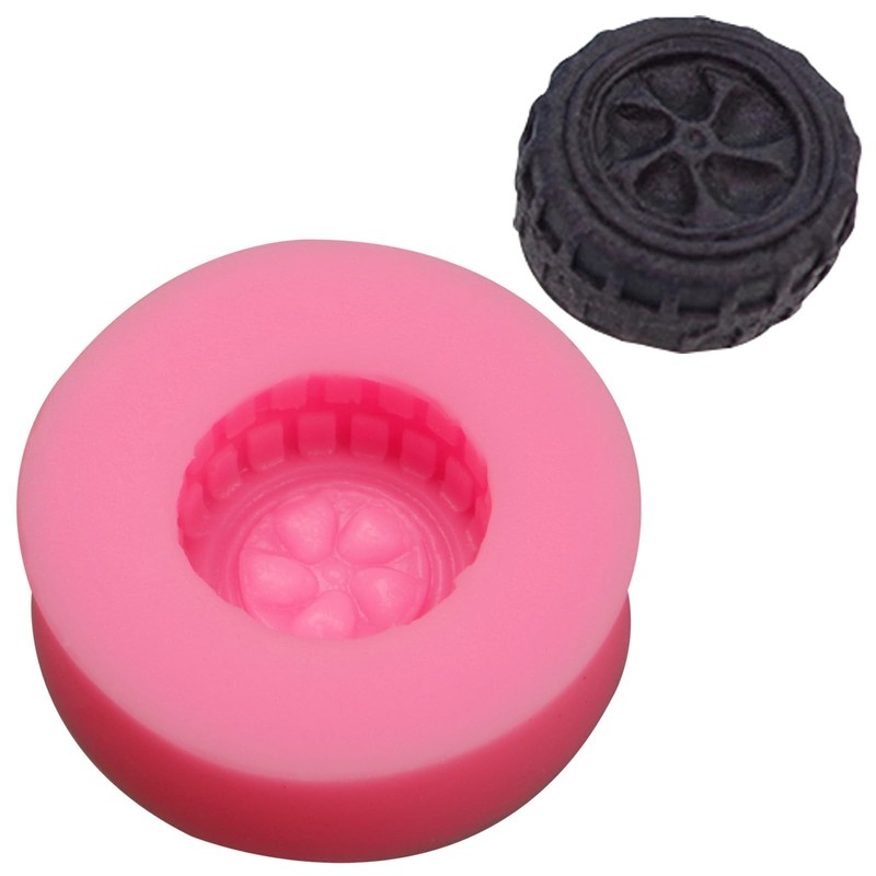 Race Car Silicone Molds 6 Pcs, 3D Round Tire Fondant Mold, Truck Wheel Shape ... gallery