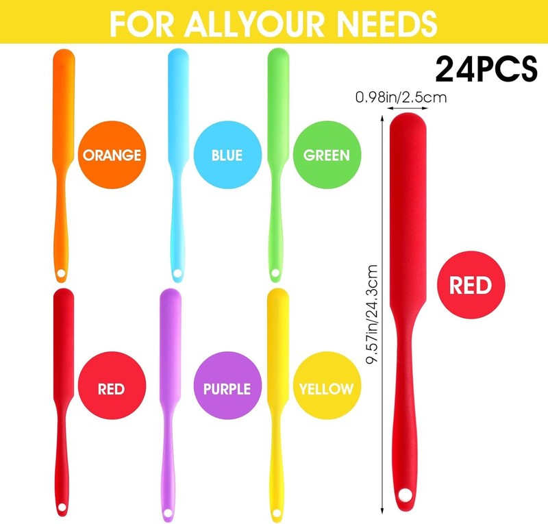 24pcs Jar Spatula,Silicone Jar Scraper with Long Handle,J Spreader Cake gallery