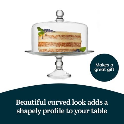 Glass cake stand with domed lid, curved footed glass cake stand Glass domed lid gallery