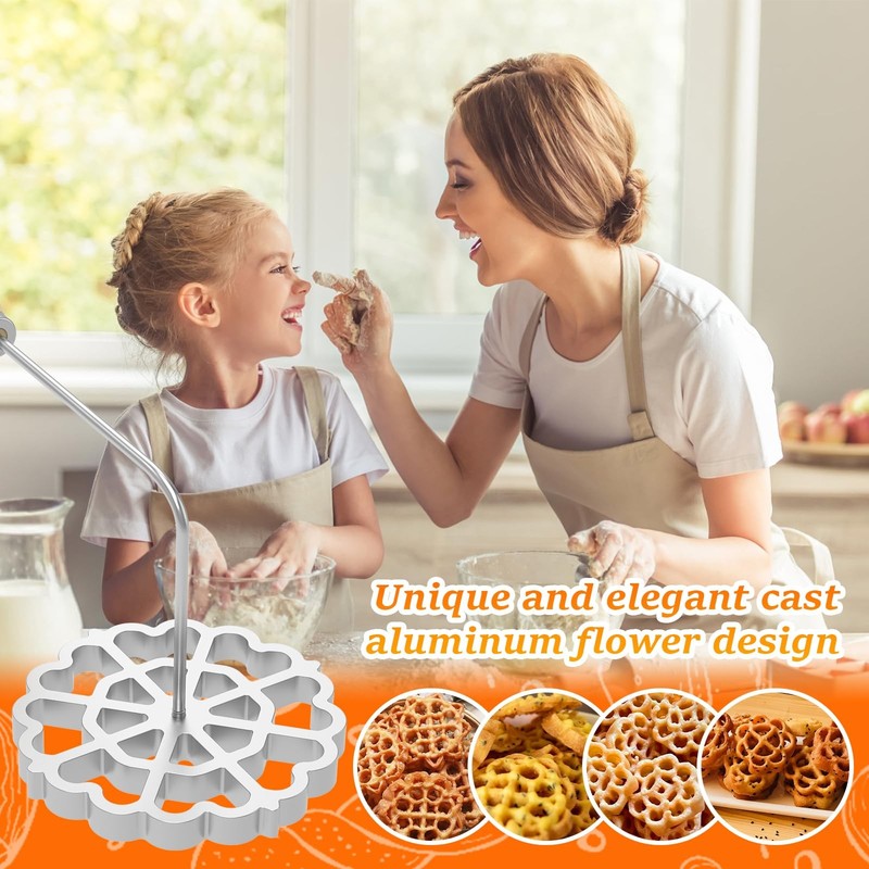 4.8 Inch Bunuelos Mold With Handle Detachable Rosette Iron Flower Cookie gallery