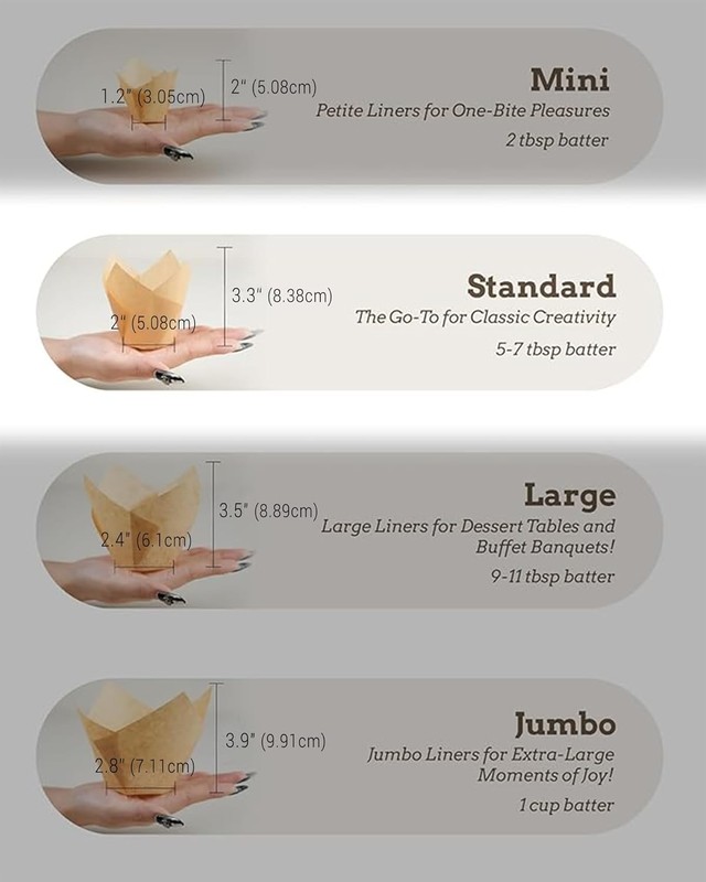 200pcs Natural Tulip Cupcake Liners for Baking Cups Unbleached European Parchmen gallery