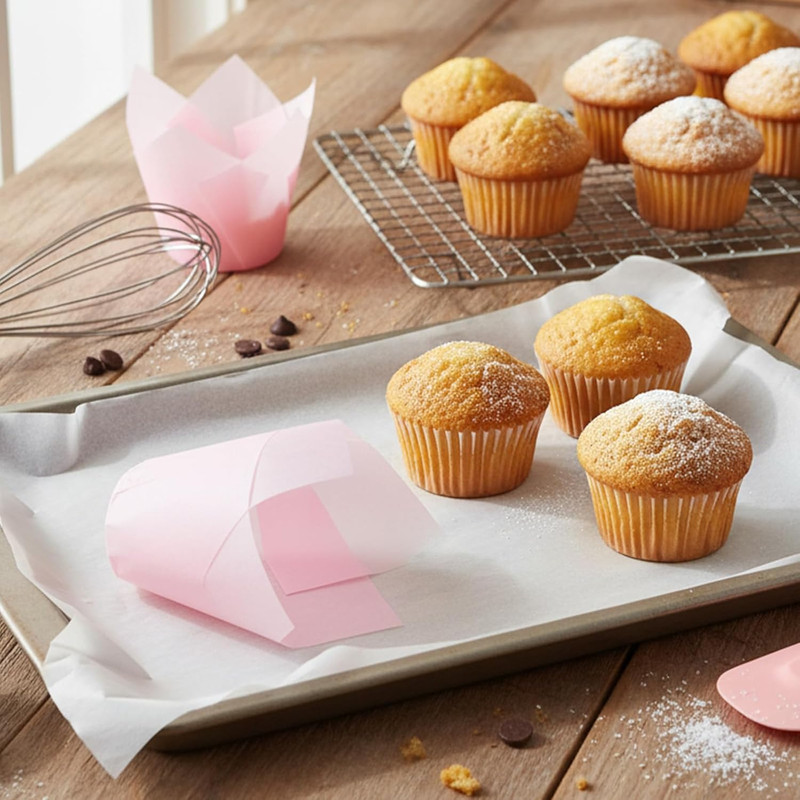 50Pcs Tulip Cupcake Liners for Baking Cups, Greaseproof Muffin Paper Holders Dis gallery