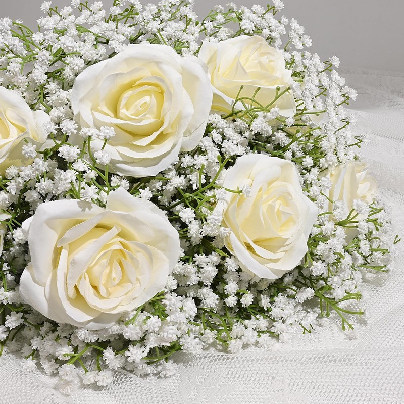Dolicer 30 Pcs Artificial Baby Breath Flowers, White Long Stem Gypsophila gallery