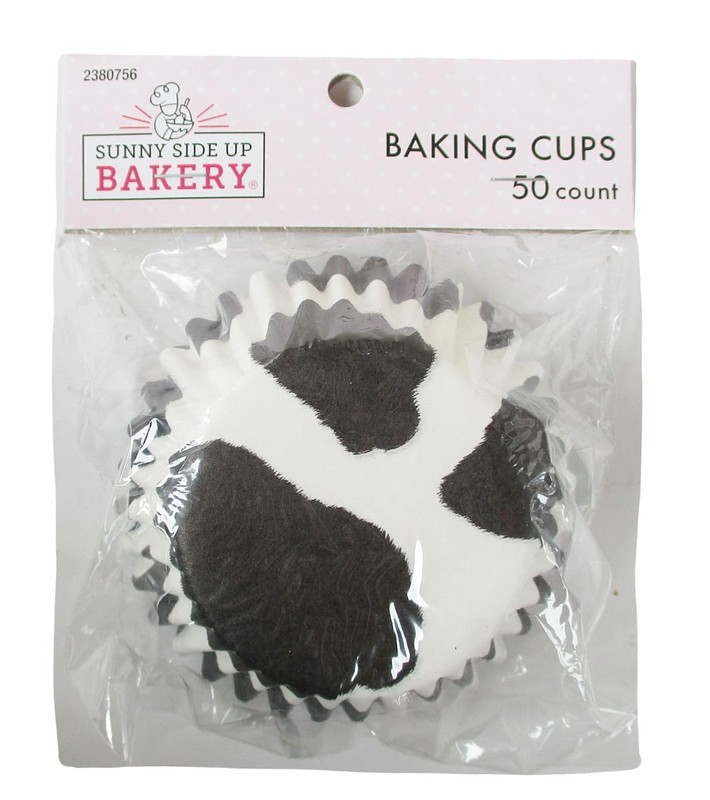 50 PCS Cow Print Decorative Baking Cups Patterned Paper Liners Standard White