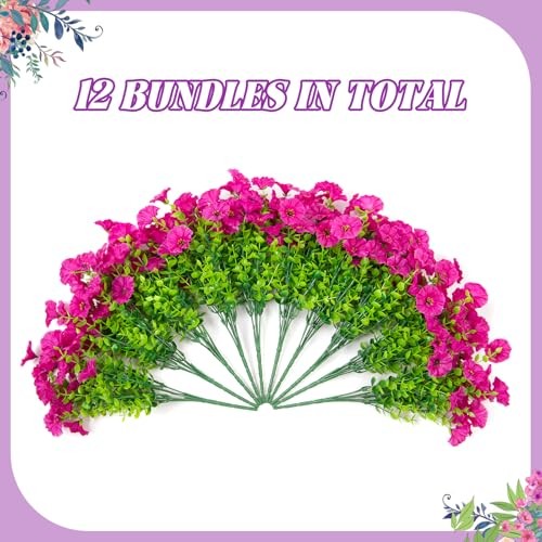 Artificial Flowers for Outdoors Decoration, 12 Bundles Fake Light Purple gallery