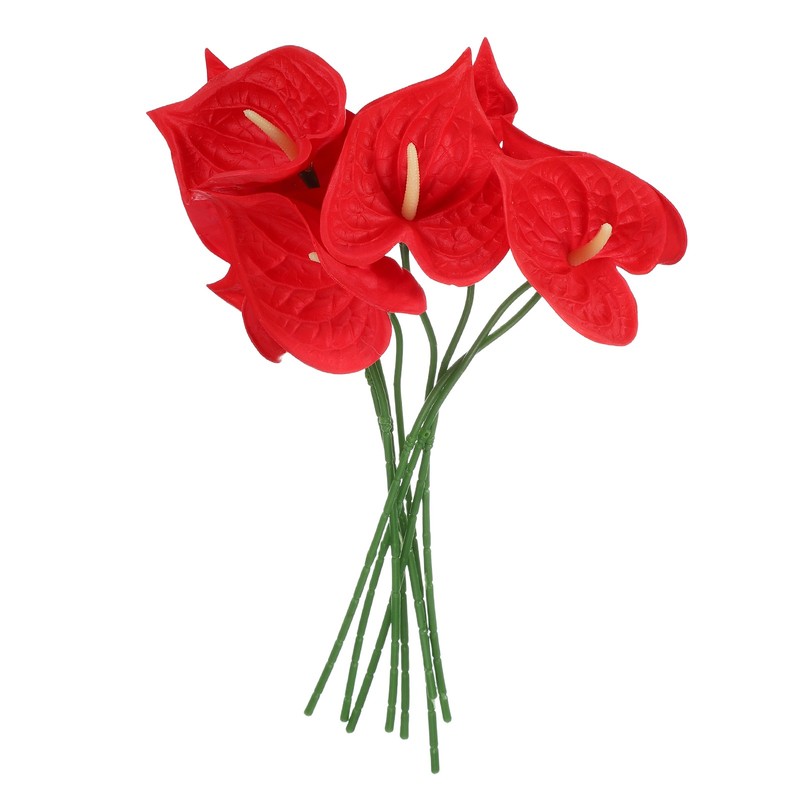 8 Pieces Artificial Anturium Flowers 28cm, Bright Red for Decoration