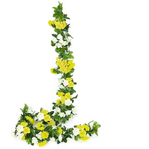 Artificial Rose Vines Yellow Flowers Garland Hanging Silk Rose Vine Yellow-b gallery