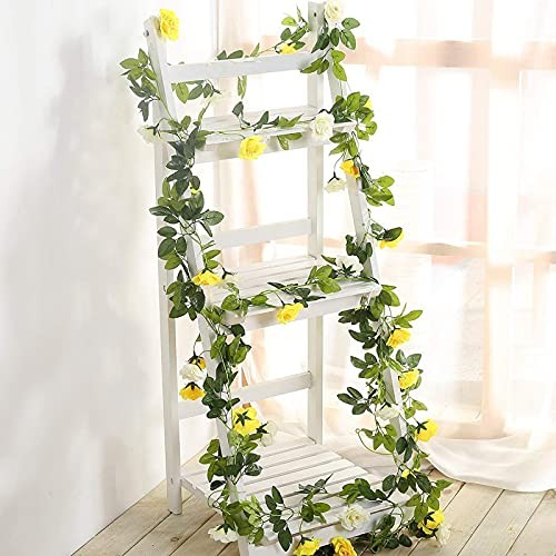 Artificial Rose Vines Yellow Flowers Garland Hanging Silk Rose Vine Yellow-b gallery