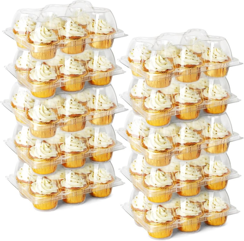 Cupcake Containers 6 Count, 40 Sets, Half Dozen Clear Cupcake Boxes