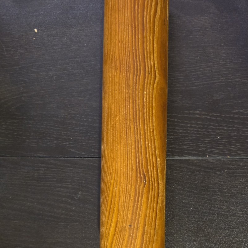 Wood Plain Rolling Pin w/ Red Handles, Brown/Red Wood Grain, 18 in x 2.5 in