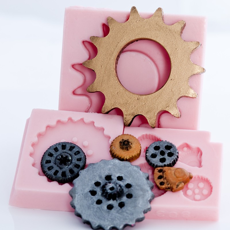 Silicone Molds set of 3 Steampunk Gear Cog Moulds Food Safe Candy Clay (227) gallery