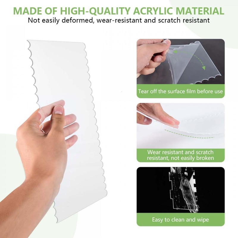 7 Pcs Acrylic Cake Icing Scraper Smoother Comb with Double Sided for DIY Mous... gallery