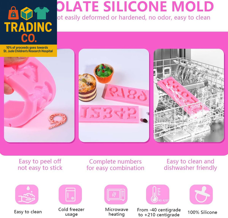 Silicone Number 0-9 3D Embossed Fondant Chocolate Mold with Stick Hole for Birth gallery
