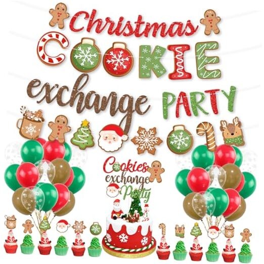 Christmas Gingerbread Baking Cookie Swap Party Decor, Christmas Cookie