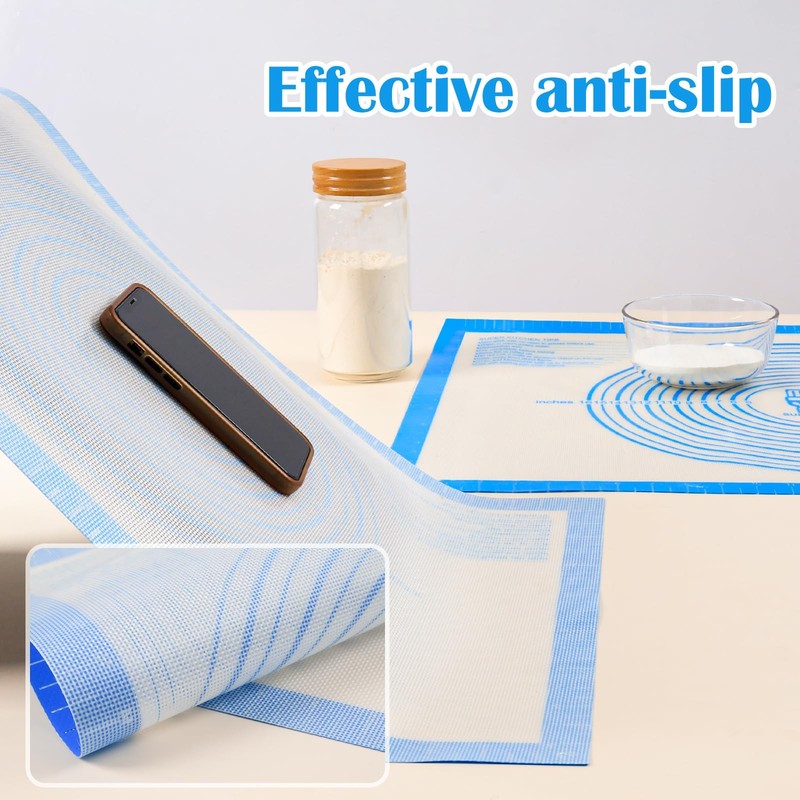Nonstick Silicone Pastry Baking Mat Large with Measurements 24"L x 16"W, Blue gallery