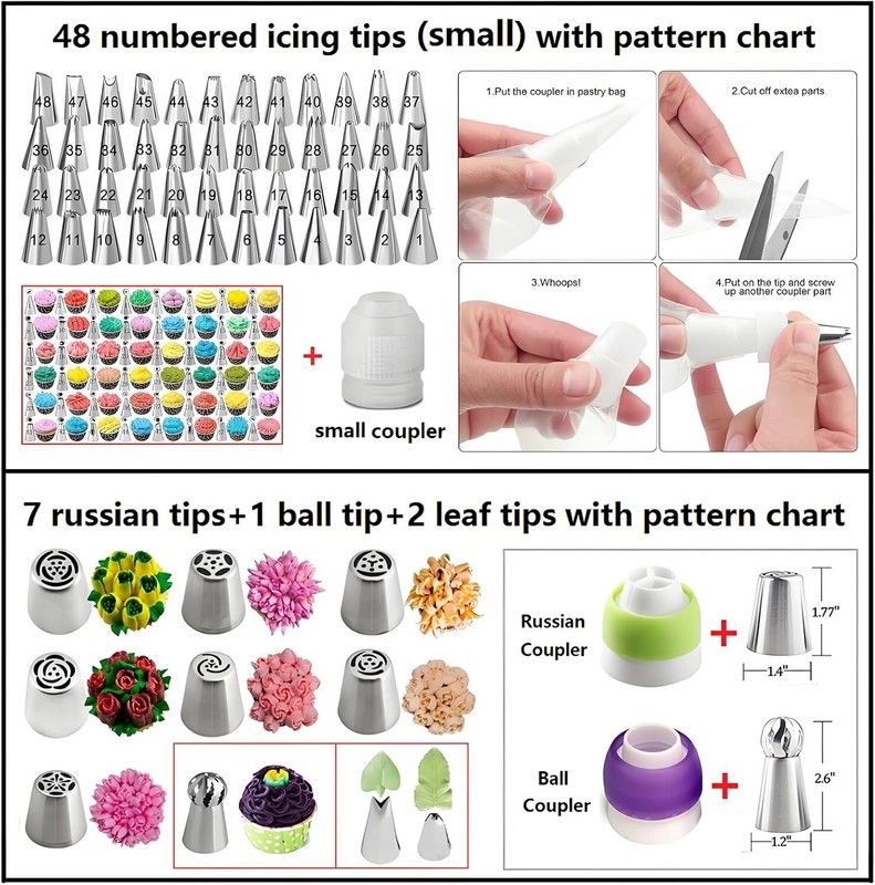 357 Pcs Cake Decorating Kit,with Aluminium Alloy Cake Turntable,48 Numbered gallery