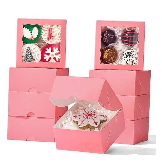Pack Bakery Boxes 4x4x2 Inches Cookies Boxes Mini Bundt Cake Boxes Pie 40 Pink