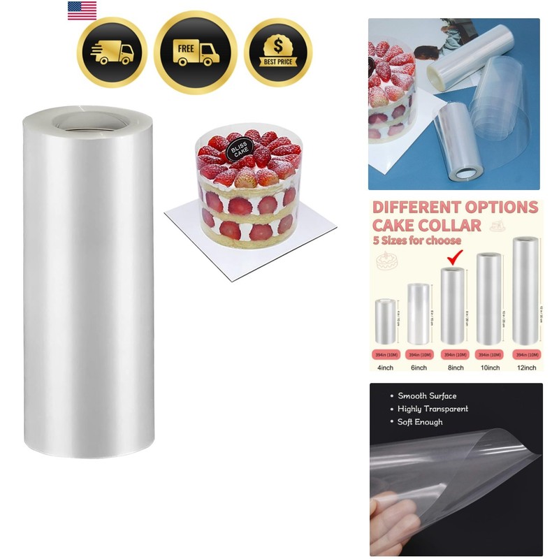 8 Inch Cake Collars – Clear Transparent Cake Acetate Sheet Roll for Chocolate…
