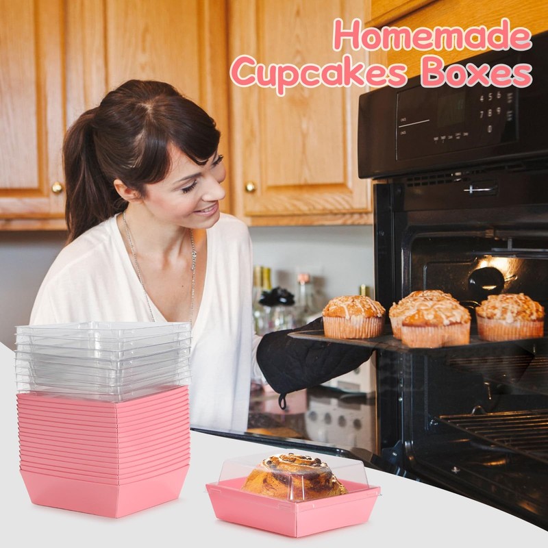 Mini Charcuterie Boxes with Clear Lids, 20 Pack 4.5x4.5 Inches Dessert Boxes ... gallery