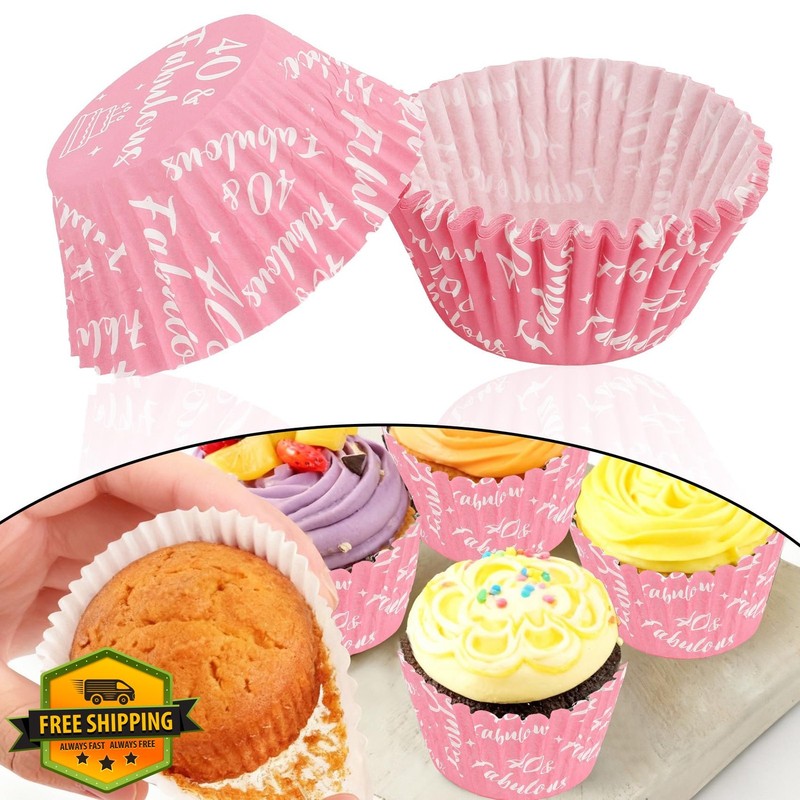 Kiopdse 40th Hot Pink 2x1.25 Cupcake Liners 100pc gallery