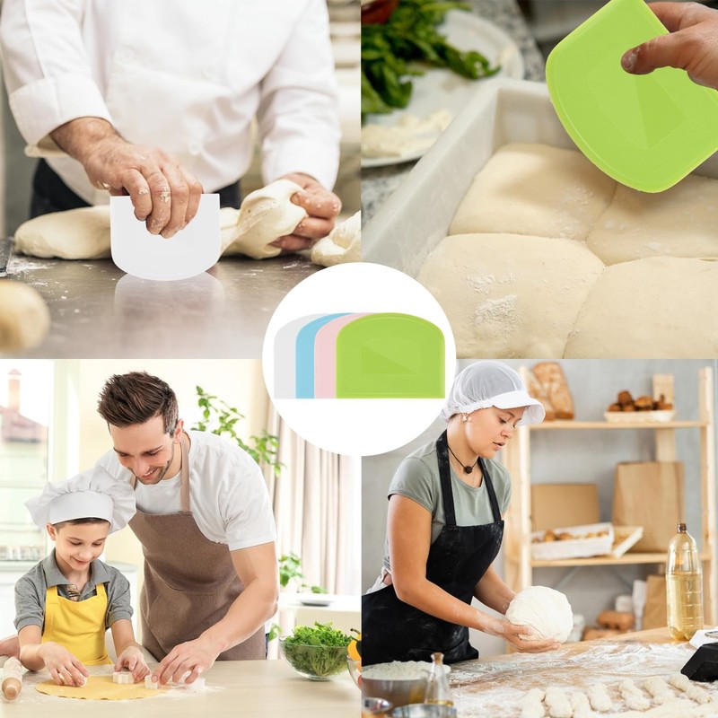 4 Pieces Food Scraper, Flexible Dough Scraper, Dough Scraper for Sourdough, M... gallery