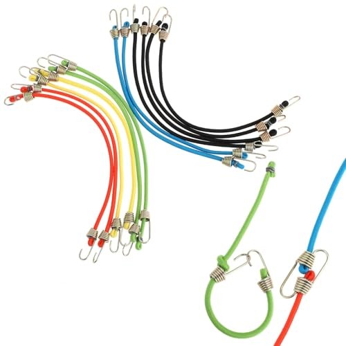 12 Pack Mini Bungee Cords with Hooks - 10 Inch Short Bungee - 12PCS gallery