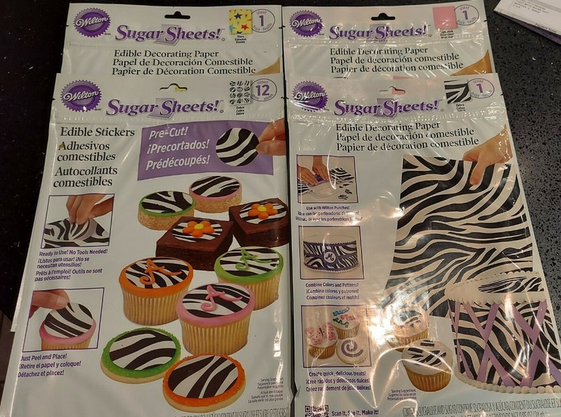 Sugar Sheets Wilton Edible Decorating Paper You Choose Pattern: Zebra Stars Pink