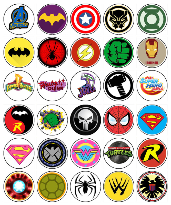 Superhero Theme Edible Wafer Cupcake Toppers | Superhero Party Cake Decorations gallery