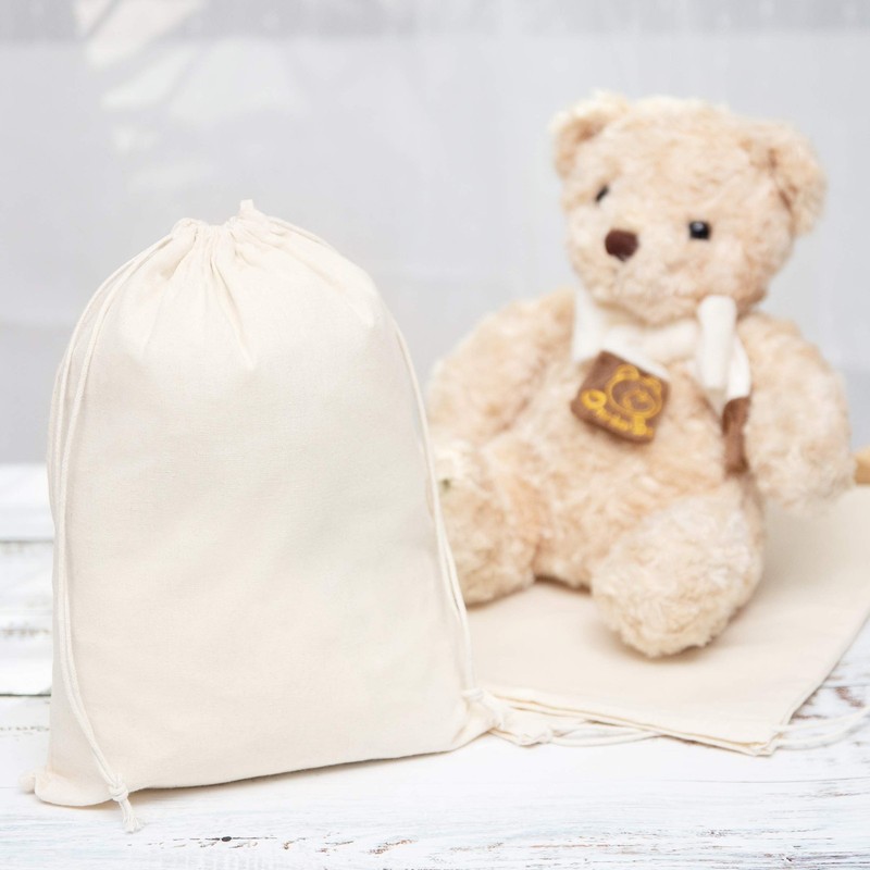 DR 100% Cotton Muslin Drawstring Bags (8x10 Inch - 12-Pack) Natural Unbleache... gallery