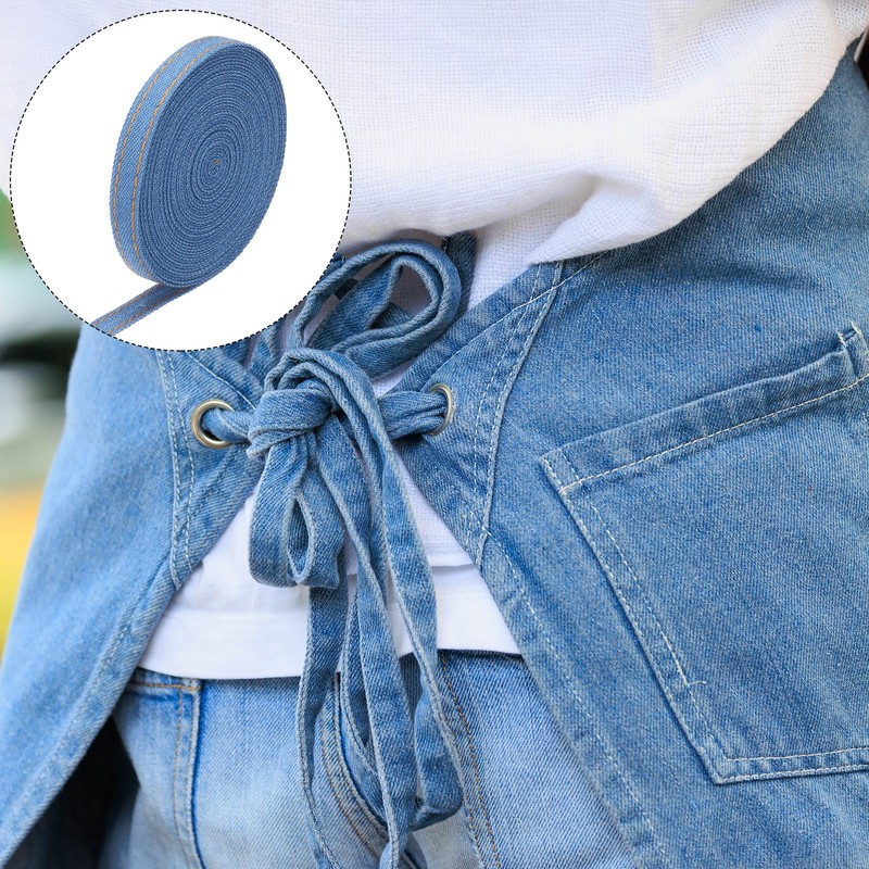 3/8 Inch Denim Fabric Ribbons, 5 Yards Denim Bow Jean Ribbon, Marine Blue 10mm gallery