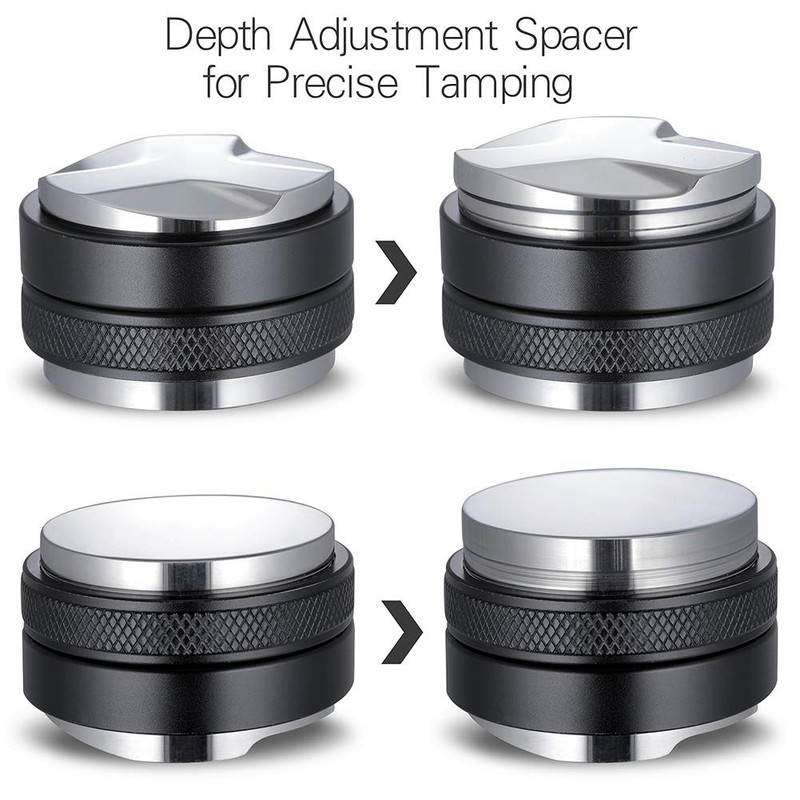 53mm Coffee Distributor and Tamper, Dual Head 53 mm, Black gallery