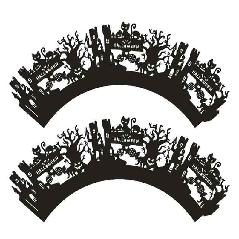 Halloween Pumpkin Wrapper 12PCS/Set For Party black Lace Baking Cup Cupcake gallery