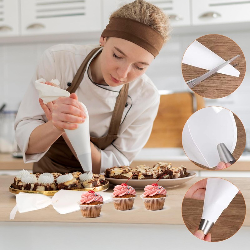 3-Pack Reusable Pastry Piping Bags - 12inch Cloth Canvas Cake Decorating Bags... gallery