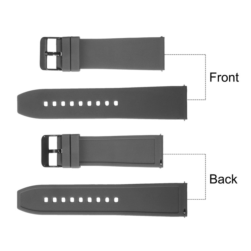 24mm Black Silicone Watch Strap with Grey Buckle for Quick Release gallery