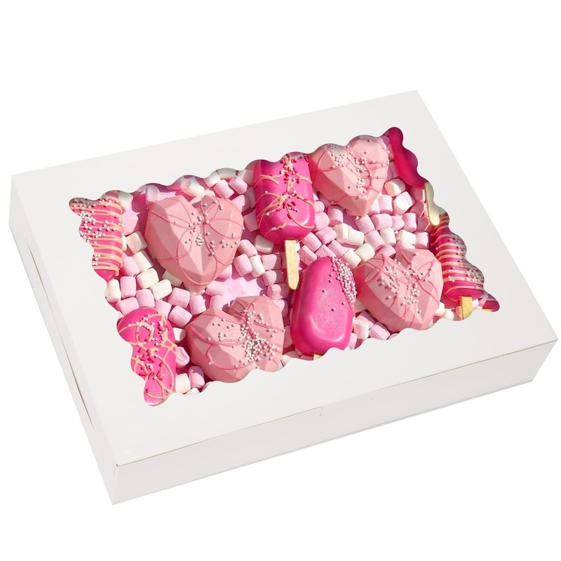 30pcs Cookie Boxes, 14x10x2.5 Inch Large Treat Boxes with Window for Treats, ...