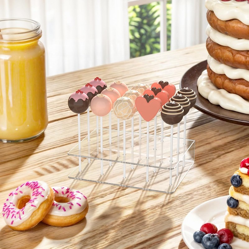 2 Pack Acrylic Cake Pop Stand 15 Holes with 100 Sticks and Wrappers Kit gallery