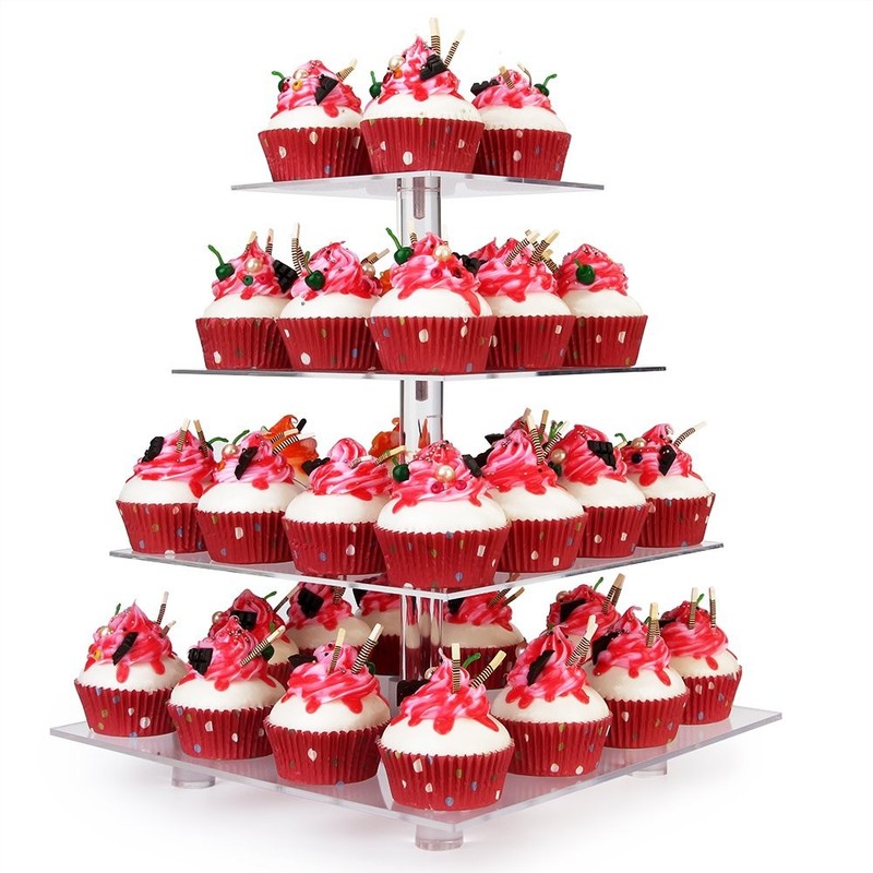 Cupcake Stand, 4 Tier Acrylic Cupcake Tower Stand, Premium Cupcake Holder, Cl…