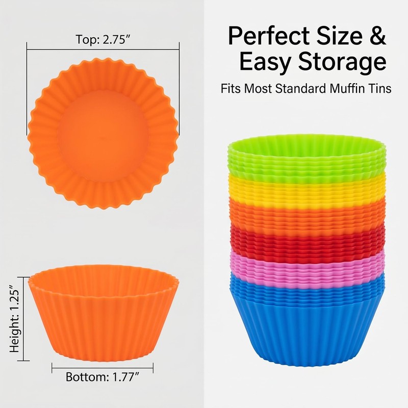 36 PCS Silicone Cupcake Baking Cups - Reusable Non-stick Muffin Liners,Silico... gallery