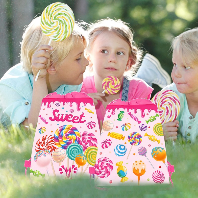 12 Pack Lollipop Drawstring Party Bags,Sweet Candy Gift Treat Bags for Kids G... gallery