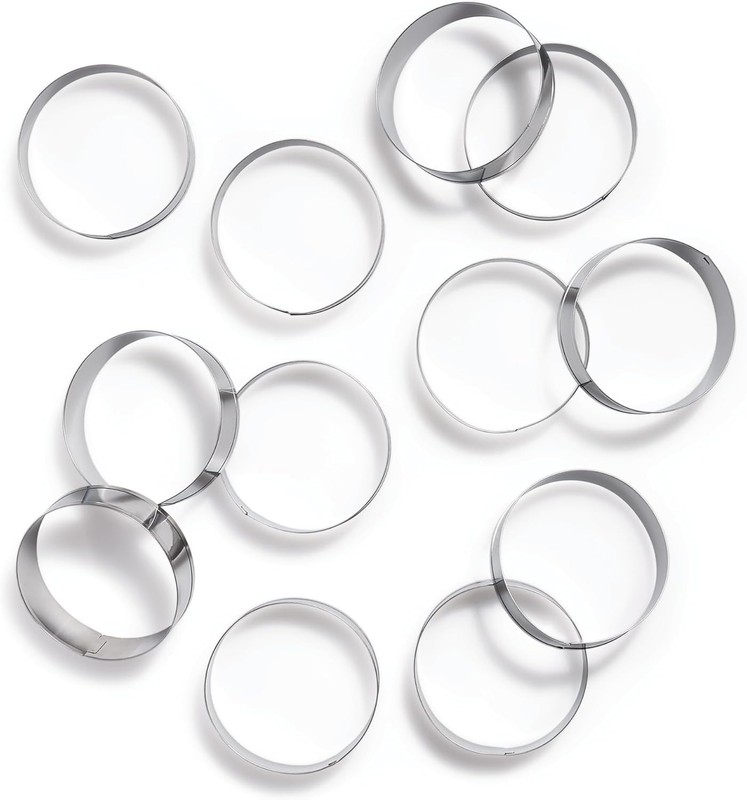 Baking Company English Muffin Rings, Stainless Steel, Round Set Of 12 For Cookin gallery
