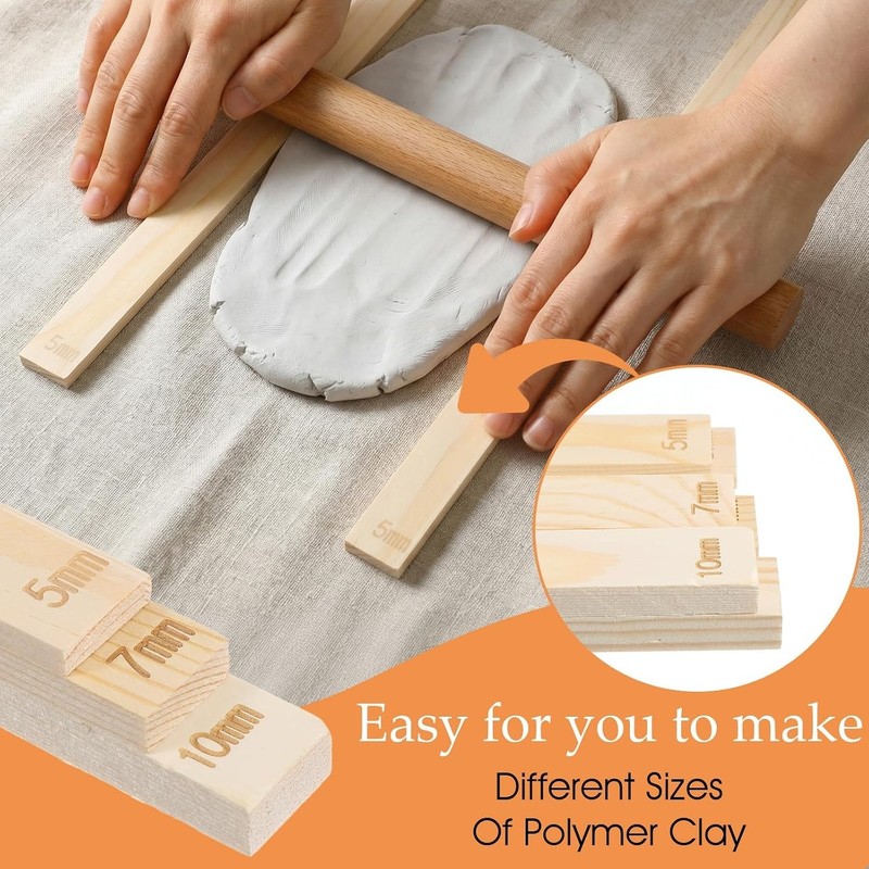 6PCS Rolling Pin Thickness Guides, Wooden Dough Thickness Guides, Tools Clay ... gallery
