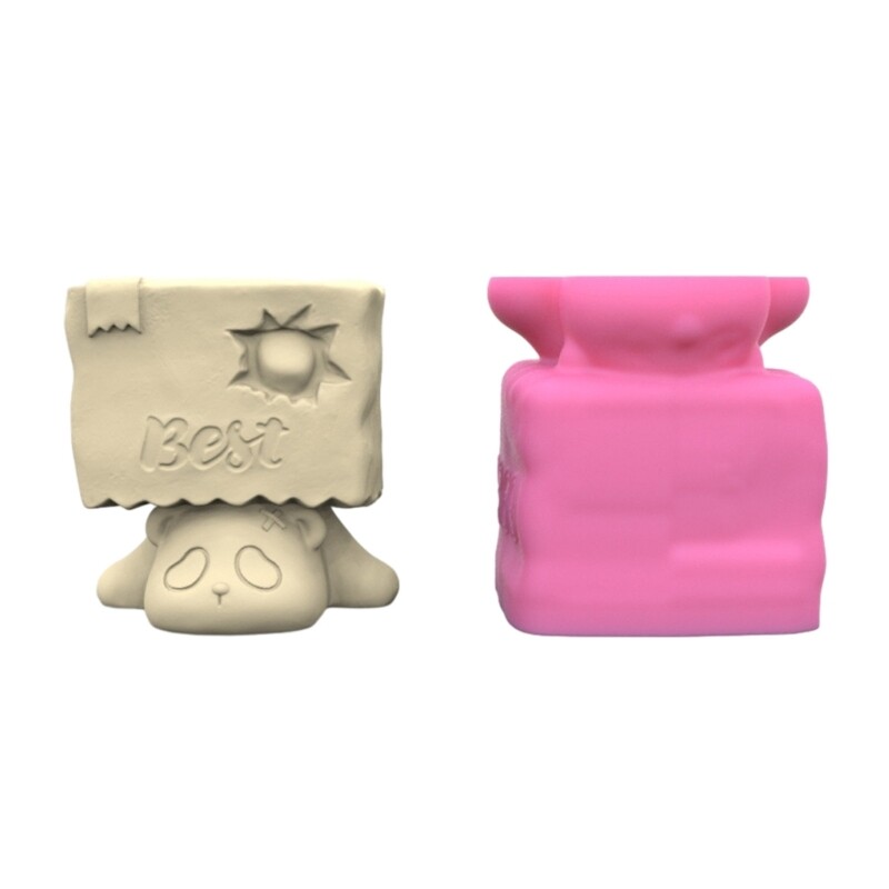 DIY Vase Mould Concrete Moulds Flowerpots Silicone Molds Lying Panda Shaped
