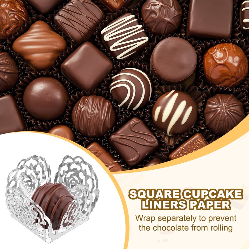 25PCS 4 Inch Wedding Birthday Truffle Wraps, Silver gallery
