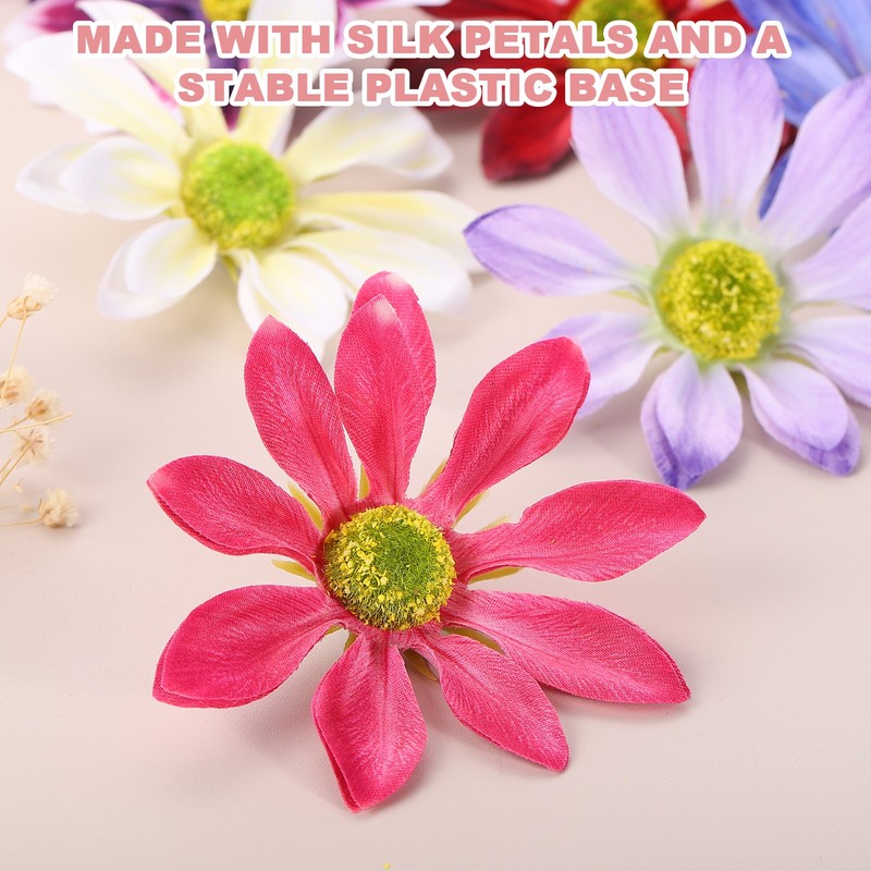12 Pcs Artificial Daisies Flower Heads, Fake Chrysanthemum Heads, Rose Pink gallery
