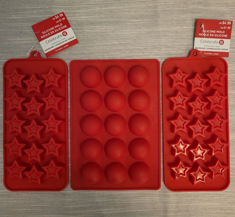 LOT of 3 Silicone Molds with Star Shapes and Half Circle Shapes