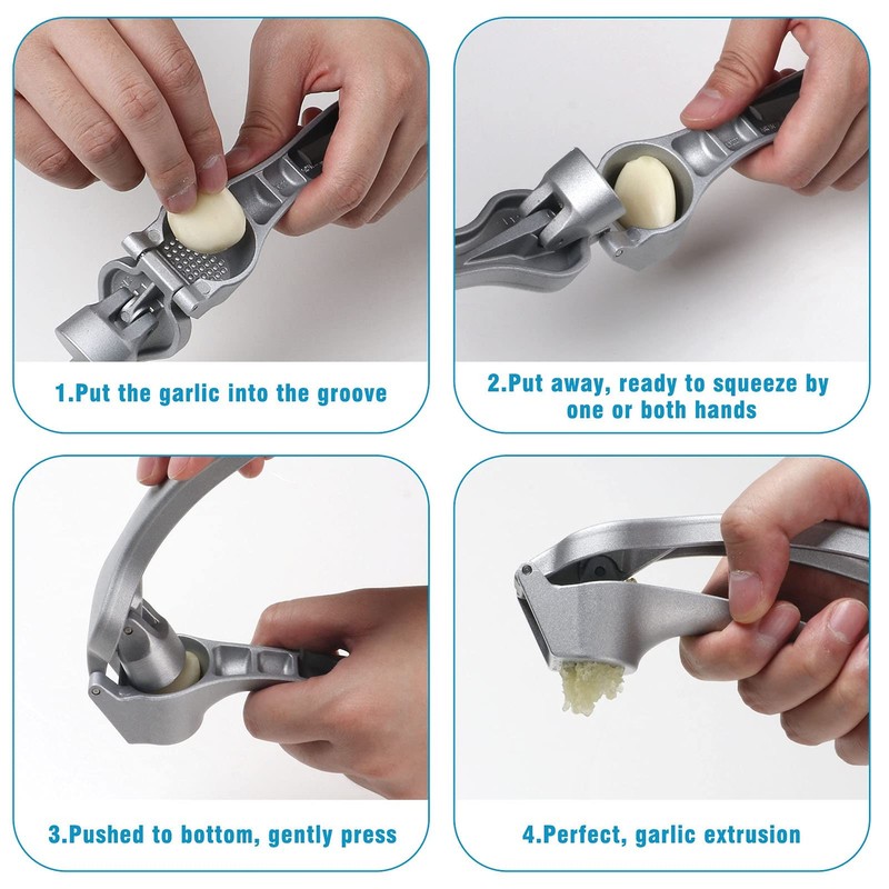 Garlic Press, Mincer Easy-squeeze Ergonomic Handle, Rust Proof, Silver gallery