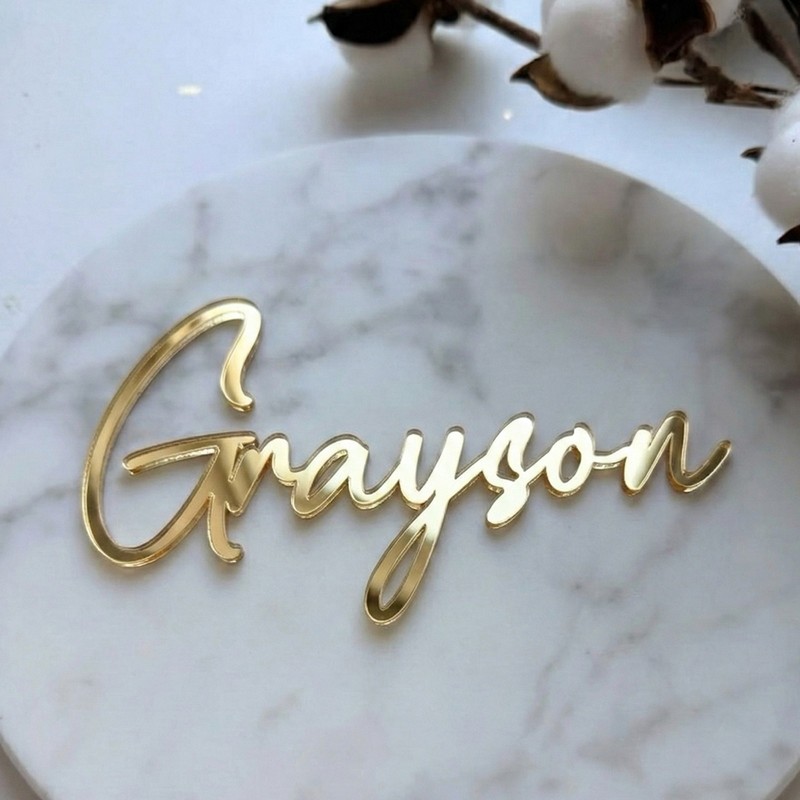 Stylish Custom Name & Word Cake Name Charm Acrylic 3mm Thick Topper