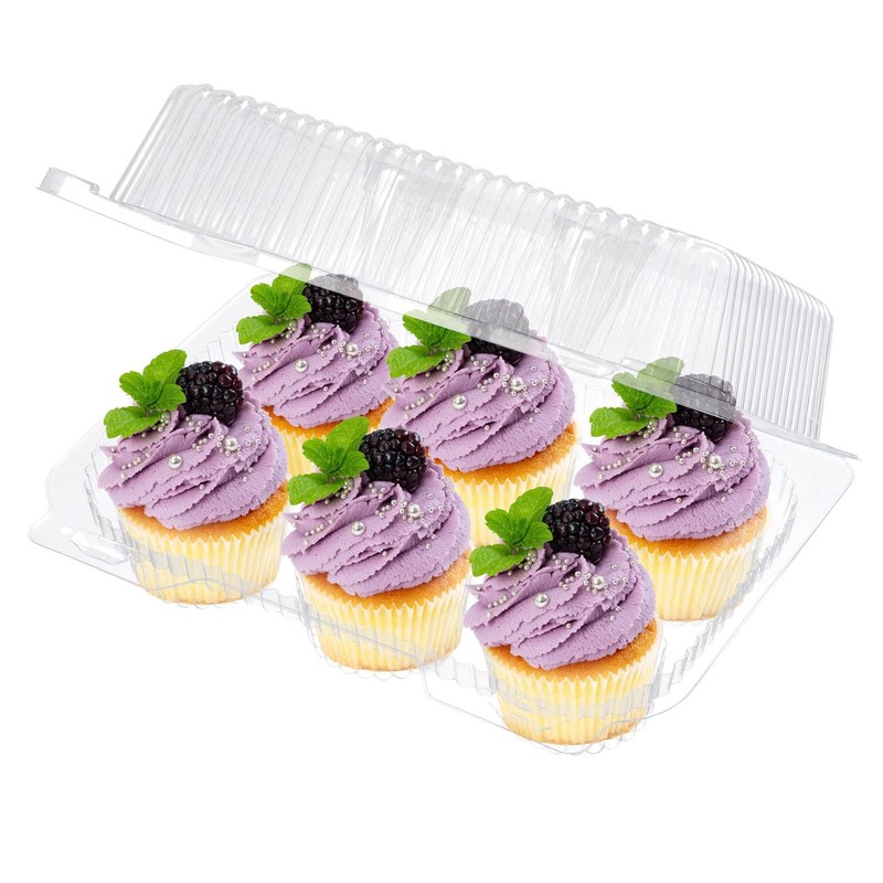 Plastic Cupcake Containers Boxes | 6 Compartment โ€ 40 Pack | Disposable Hig... gallery