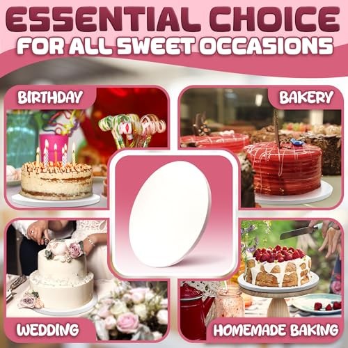 White 8 Inch Cake Drum for Heavy Cakes - Thick 1/2" Cardboard 8 Inch 8" 1 Pcs gallery