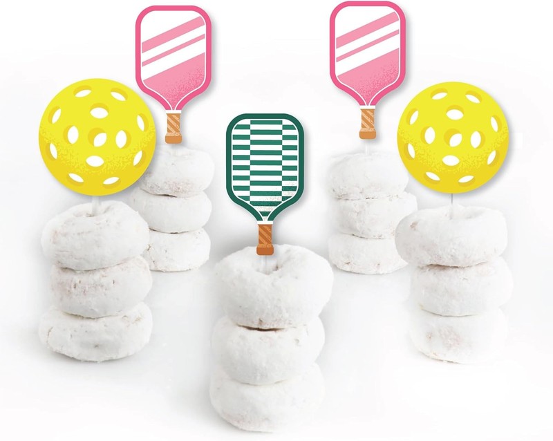 Pink Pickleball - Dessert Cupcake Toppers - Country Club Party Clear Treat Picks gallery